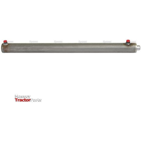 The image shows a metallic hydraulic double acting cylinder from Sparex, lacking end fittings. It features a 35mm bore and an 800mm stroke, with two red-capped ports visible. Displayed on a plain white background, the text "Massey Tractor Parts" appears in the bottom left corner. This reliable component is identified as Sparex Part No.S.59239 (35 x 60 x 800mm).