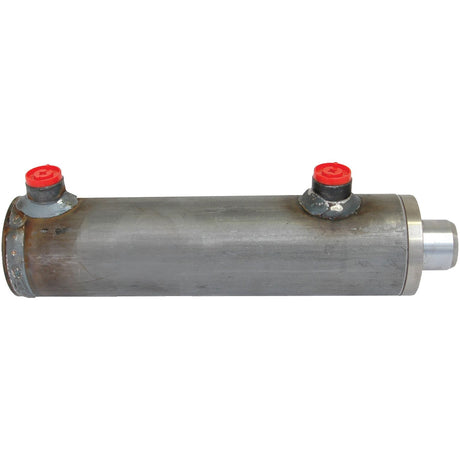 A Sparex Hydraulic Double Acting Cylinder Without Ends, with a cylinder bore of 60mm, featuring two red-capped ports on the side and a stubby extension on one end (Sparex Part No. S.59229).