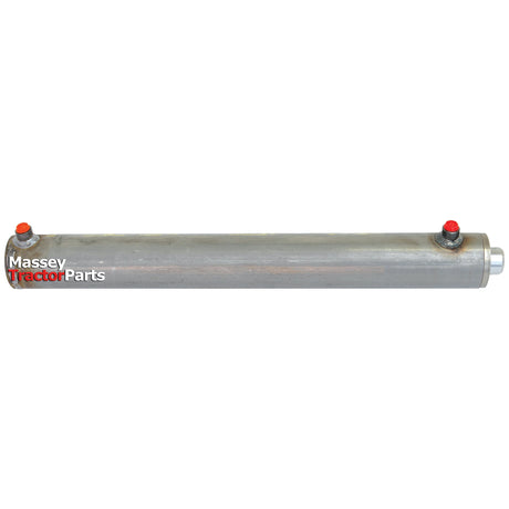 A cylindrical metal tractor part labeled "Sparex," featuring two red-capped connectors on one side. This Hydraulic Double Acting Cylinder Without Ends, measuring 50 x 80 x 600mm, is a genuine Sparex component designed for optimal performance. (Part No.S.59259)