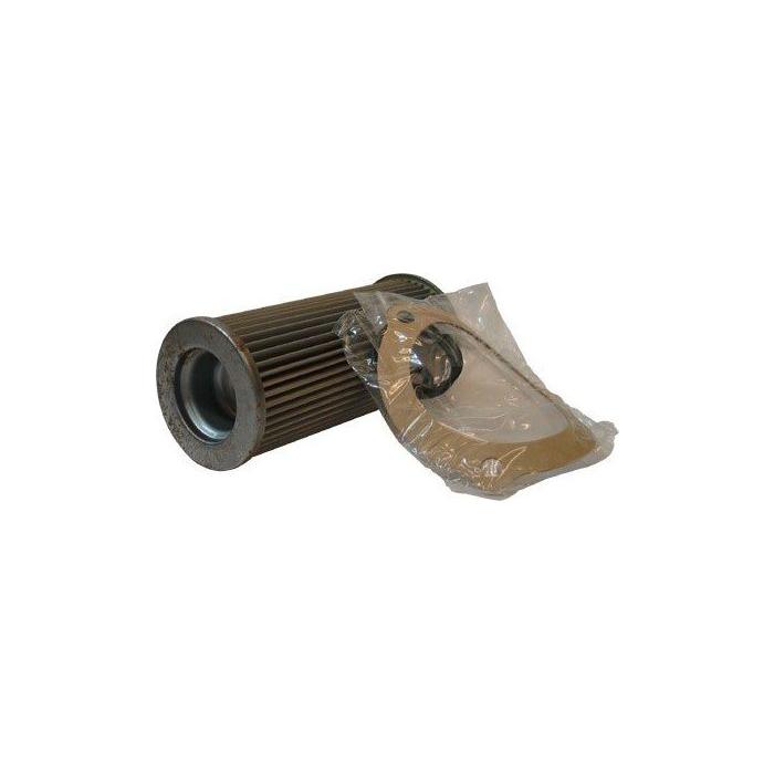 Photo of the Massey Ferguson - Hydraulic Filter - 1810694M92 by AGCO, featuring pleated material and a brown gasket, partially wrapped in clear plastic—a perfect fit for your Massey Ferguson tractor.