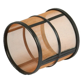 The Sparex Hydraulic Filter - Element (Part No. S.64863) is a cylindrical metal mesh screen featuring two black circular frames at each end and one in the middle, designed specifically to function as a hydraulic filter for Zetor tractors.