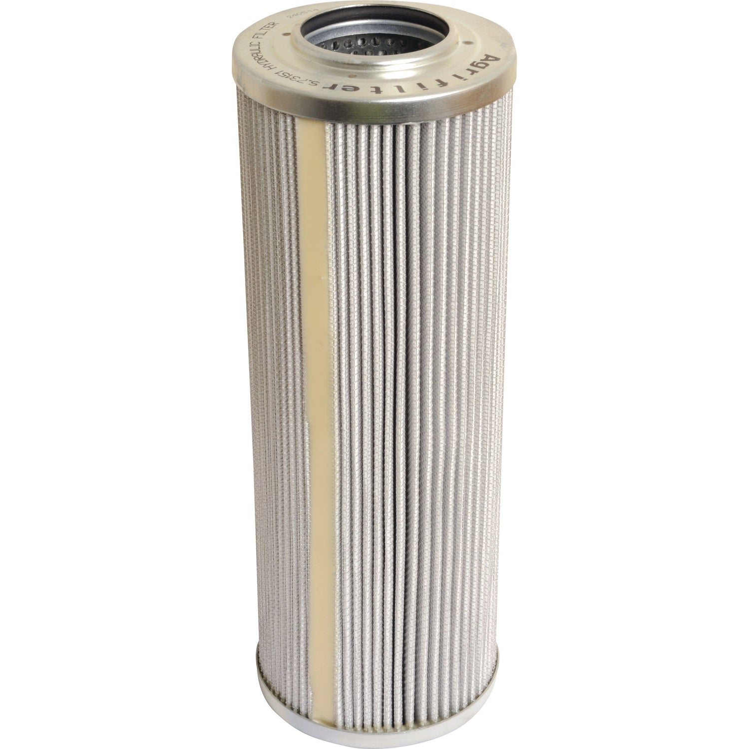 The Sparex Hydraulic Filter - Element - HF30196 (Sparex Part No. S.73151) is a gray cylindrical metal hydraulic filter cartridge with pleated sides and metal end caps on both ends, designed for use in Case IH machinery.
