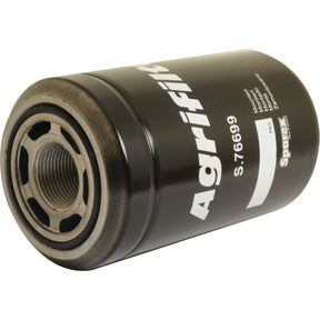 A cylindrical hydraulic filter, labeled Sparex Part No. S.76699, with a metal threaded opening on one end, is John Deere compatible.