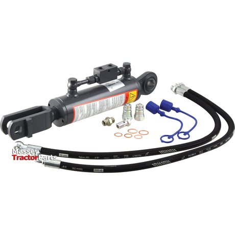 Sparex Hydraulic Levelling Box (Supplied with Hoses) - Ball Ø 22mm, Fork Hole Ø 22mm, Min. Length: 480mm, Cylinder Bore: 70mm | Sparex Part No.S.153731 from Massey Tractor Parts displayed on a white background.