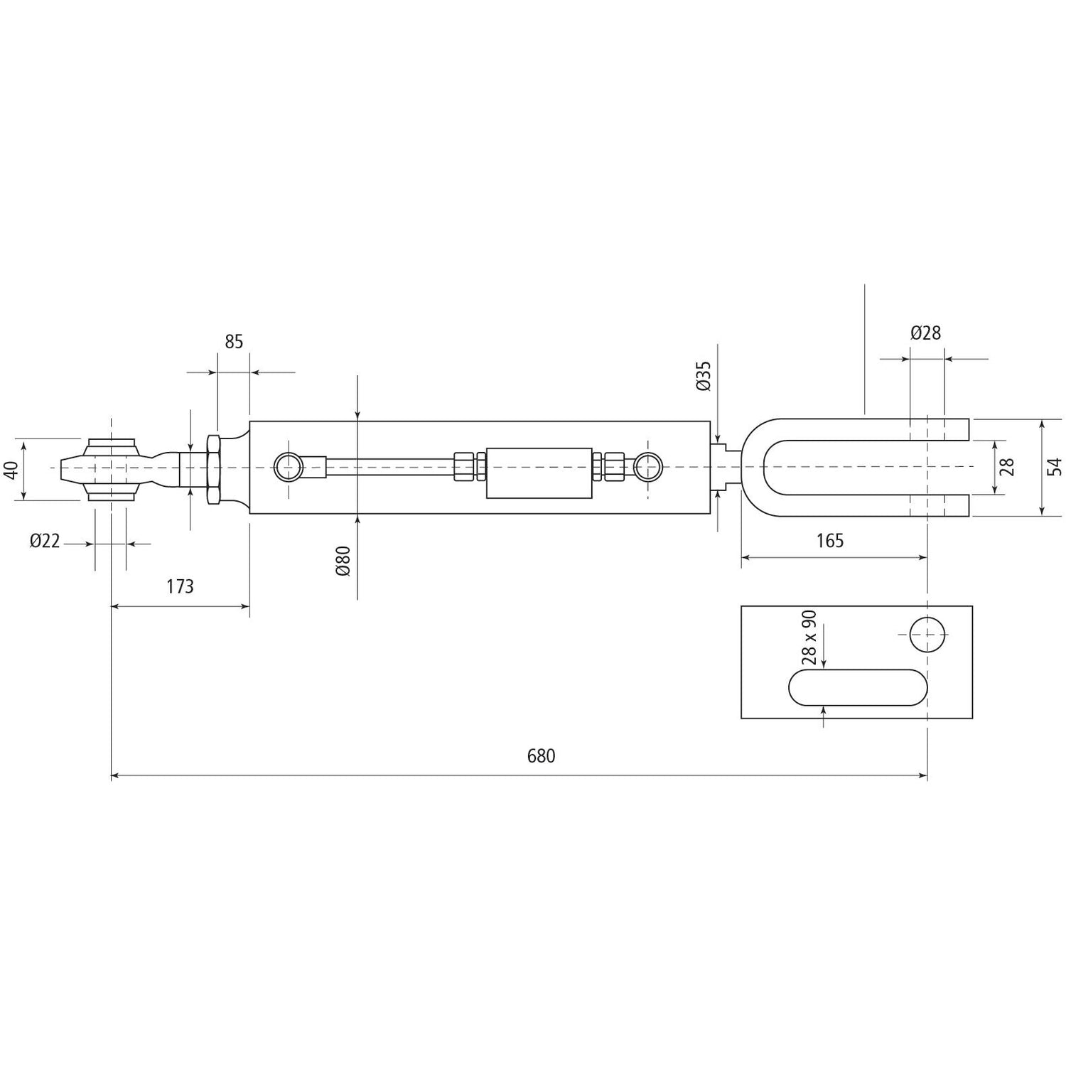 Hydraulic Levelling Box (Supplied with: Hoses), Min. Length: 680mm, Cylinder Bore: 70mm.
 - S.113950 - Farming Parts