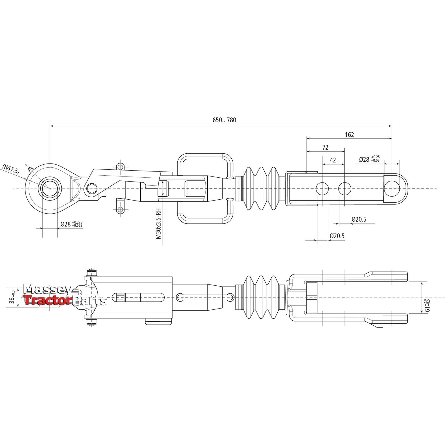 Hydraulic Levelling Box (Supplied with: Hoses), Min. Length: 680mm, Cylinder Bore: 80mm.
 - S.153741 - Farming Parts