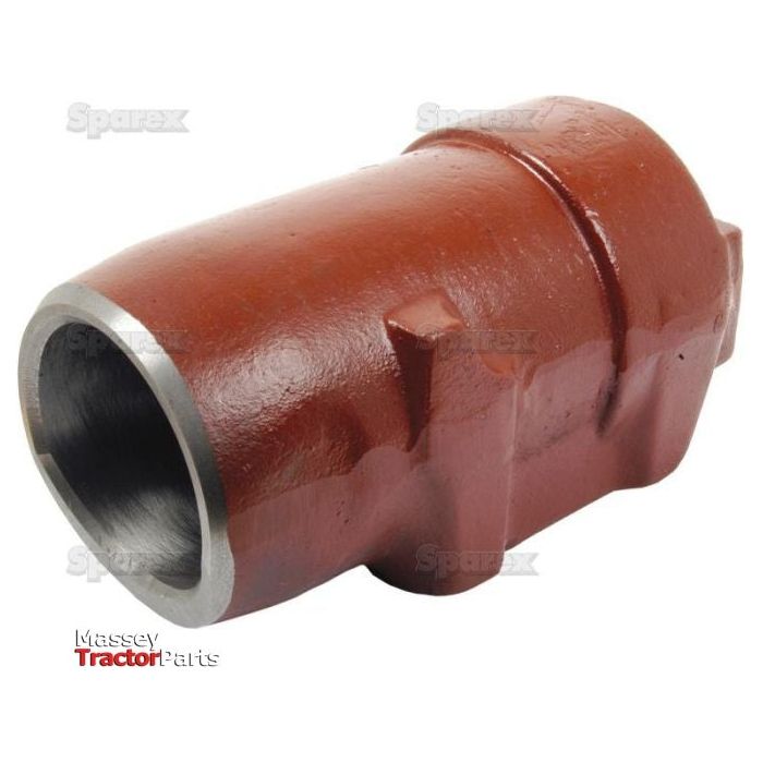 The Hydraulic Lift Cylinder by Sparex (Part No. S.41363) is a cylindrical red metal tractor part from Massey Ferguson, featuring a silver-rimmed opening on one end and a narrower closed end, ideal for maintaining the precision of your engine's cylinder bore.