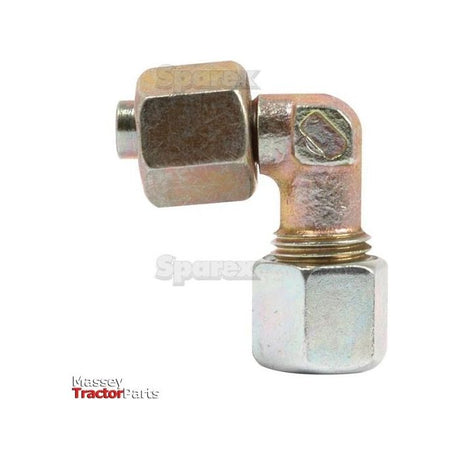 The Sparex Hydraulic Metal Pipe Angled Stud Coupling E.W.V. 8L 90 compact standpipe, labeled as Sparex Part No.S.34171, is designed for joining two hydraulic hoses at a right angle with a male and female connector. This fitting features a Stud Tee design, making it ideal for precise connections in complex systems.