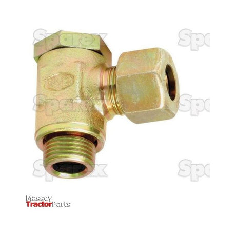 A brass hydraulic metal pipe banjo coupling (S.W.V. 12L - 3/8'' BSP with bolt), designed for BSP thread applications, featuring a male-threaded end and a hexagonal nut compression fitting. The background includes faint, repeated Sparex logos and has the Sparex Part No. S.34263.