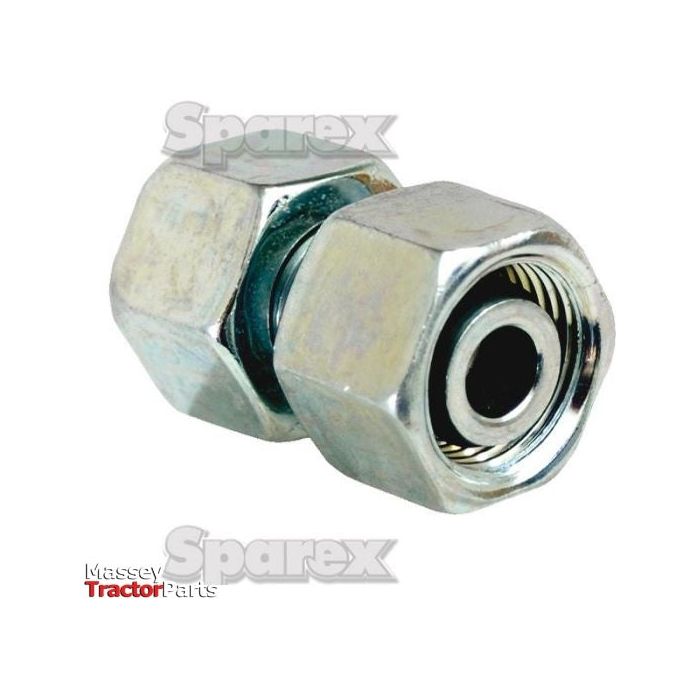 Image of a Hydraulic Metal Pipe Straight Coupling 15L M22X1.5, with the Sparex Part No.S.34713, used in tractor parts, bearing the brand name "Sparex.