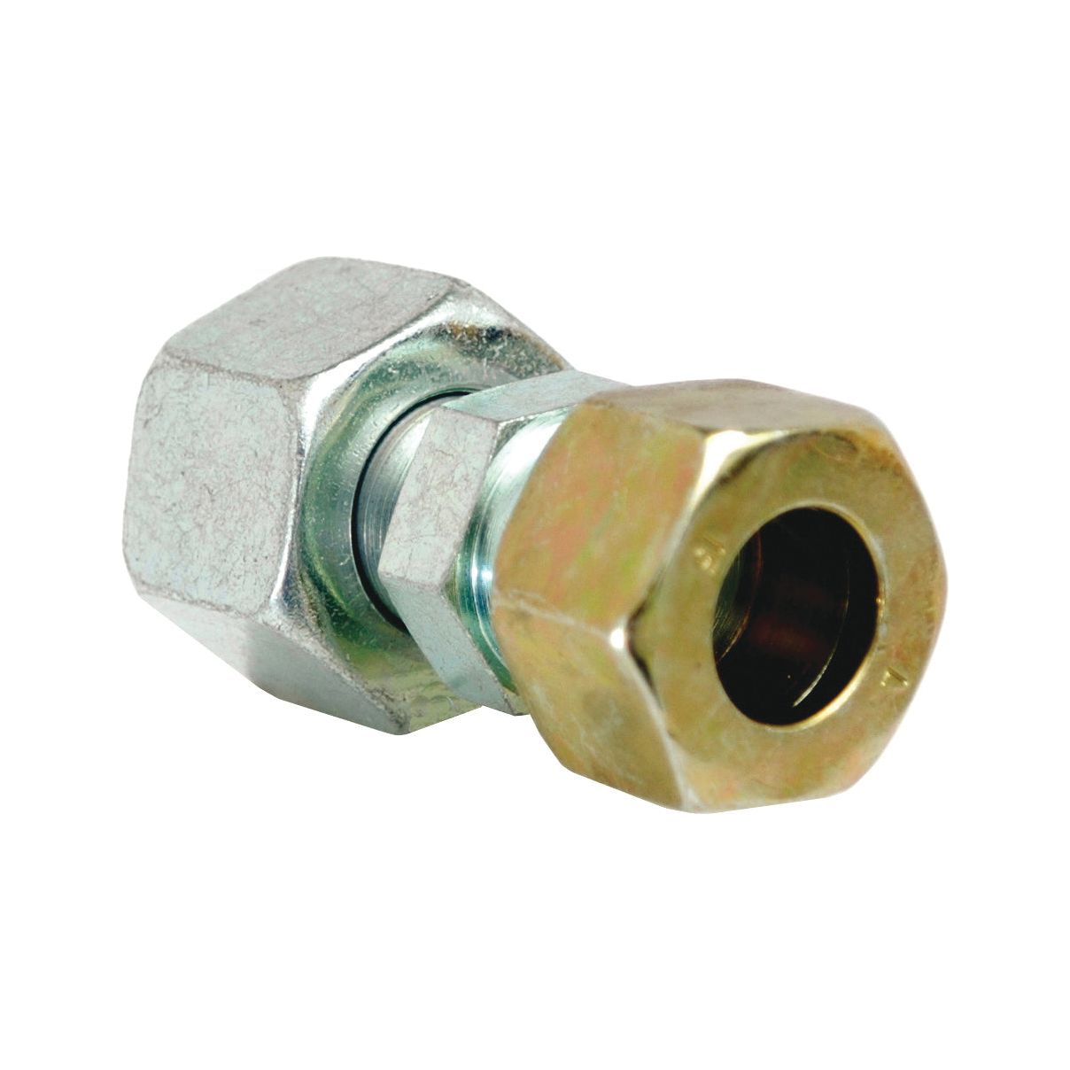 A Hydraulic Metal Pipe Straight Reducer Coupling 12S / 12L from the Sparex collection, featuring a threaded connection for joining two sections of piping or tubing, is displayed against a white background. The coupling, identified as Sparex Part No.S.34744, ensures secure and efficient pipe connections.