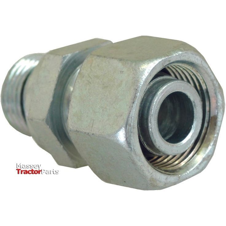 Close-up of a Hydraulic Metal Pipe Stud Coupling M22X1.5 / 18L with visible threads and a coiled spring inside. The image includes a partial logo that reads "Sparex," consistent with Sparex Part No.S.34760.