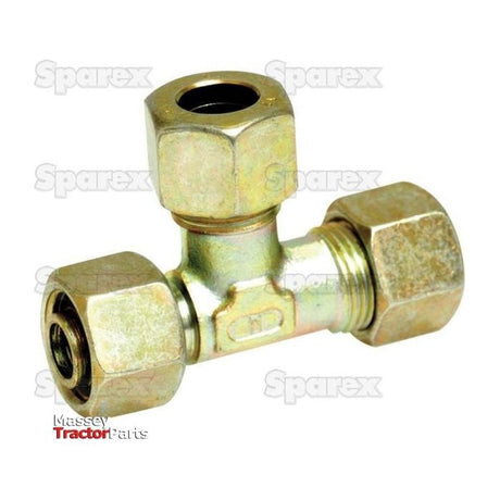 Hydraulic Metal Pipe Tee Standpipe Coupling E.L.V. 15L coupler branch designed for 15mm Pipe O/D, branded "Sparex" with Part No.S.34184, suitable for Massey Tractor Parts.