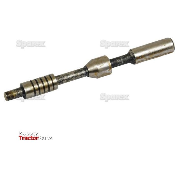 Hydraulic Piston Valve (Sparex Part No. S.58843) with cylindrical and threaded components, showing wear and corrosion. The words "Sparex" are visible in the background, similar to parts found in John Deere machinery.