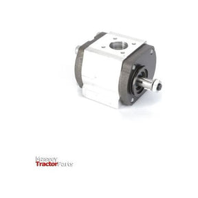 A mechanical component with a metallic housing and a rotating shaft, placed against a white background. The name Massey Ferguson - Hydraulic Pump - 4301819M2 is visible in the bottom left corner, indicating reliable tractor parts designed for Massey Ferguson models by AGCO.