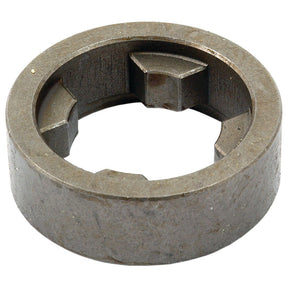 The Hydraulic Pump Coupling by Sparex (Part No. S.62484) is a metal, ring-shaped mechanical component featuring four angular notches on its inner circumference, widely used in hydraulic pump systems and designed to be compatible with Sparex male couplers.