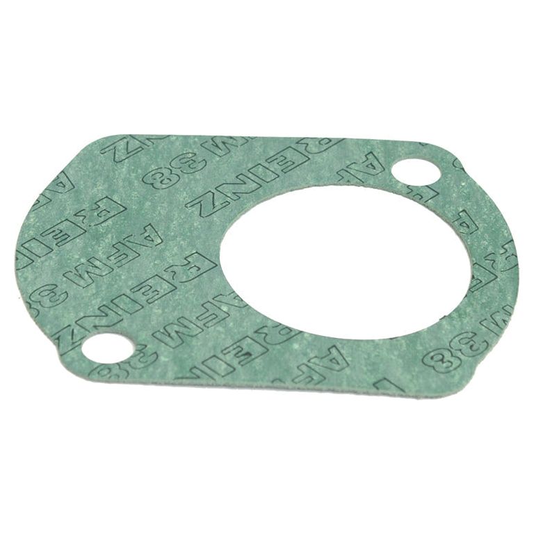 The Sparex Hydraulic Pump Gasket (Sparex Part No. S.34482) is a green cellulosic fibre board gasket, marked with printed text, and designed with one large central hole and two smaller side holes.
