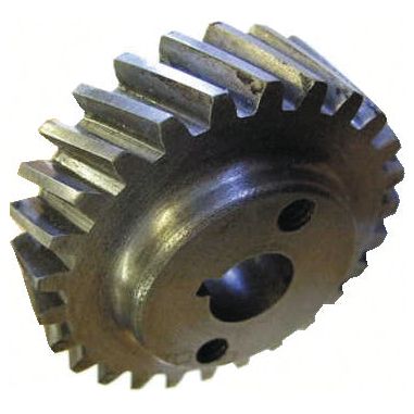 Close-up of a metallic gear with multiple teeth and central hole, typically used in mechanical applications for transmitting rotary motion, such as in a Hydraulic Pump Gear | Sparex Part No. S.7896 for Case IH equipment by Sparex.
