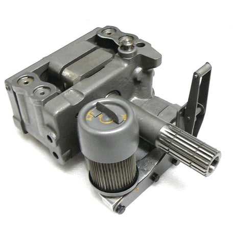 The Sparex Hydraulic Pump, Part No. S.44142, is a metal automotive oil pump assembly featuring several bolts, a cylindrical filter, and a 21 spline feature, much like those found in Massey Ferguson hydraulic pumps.