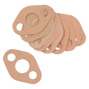 A stack of Sparex Hydraulic Pump Support Gaskets (Part No. S.42069), brown and oval-shaped with multiple circular holes, arranged on a white background, suitable for a Massey Ferguson 135. One gasket is shown separately from the stack.