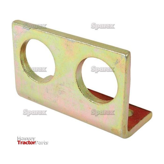 A metal bracket with two circular holes, used as a mounting part for machinery. The Sparex Hydraulic Quick Release Mounting Bracket (Double) — Sparex Part No.S.4409 is angled at 90 degrees and has a slightly yellowish tint, branded by "Sparex.