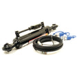 A Sparex Hydraulic Top Link (Cat.1/2) Ball and Ball with a 63mm cylinder bore and a minimum length of 430mm, complete with attached hoses and fittings, is placed next to a Sparex hose set on a white background.