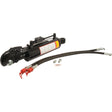 The Sparex Hydraulic Top Link (Cat.-/2) with Q.R CBM Hook features a sturdy cylinder bore of 80mm, ensuring optimal performance and reliability. With a minimum length of 580mm, it is ideal for any tractor implement, complete with attached hoses and fittings. Sparex Part No. S.56812.