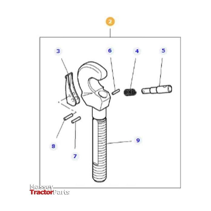 Massey Ferguson Hydraulic Top Link Hook - 3788396M92 | OEM | Massey Ferguson parts | Top Links - Hydraulic-Massey Ferguson-Farming Parts,Linkage,PTO & Linkage,Quick Release Ends,Top Link Components,Tractor Parts