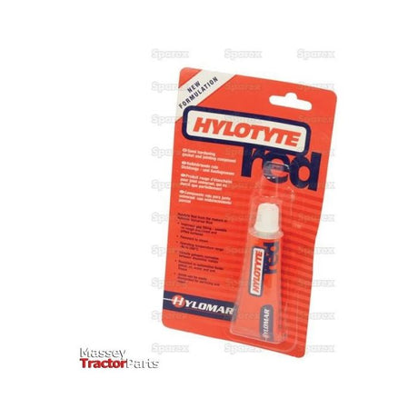 The Hylotyte Red 40ml - S.29349 from Sparex comes in a predominantly red package, featuring white and orange text that provides usage instructions and manufacturing information. The package includes a tube of the product.
