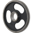 A circular metal idler gear with three large cut-out sections and evenly spaced teeth around its edge, suitable for information on the Perkins Build List or Sparex components. Product Name: Idler Gear - S.40523, Brand Name: Sparex.