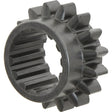 A close-up of the Sparex Idler Gear - S.62478, a black metal gear with external teeth and internal splines, showcasing the high-quality craftsmanship often associated with Sparex components.