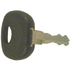 A Sparex S.35993 ignition key featuring a black plastic head and a distinctively shaped metal blade.