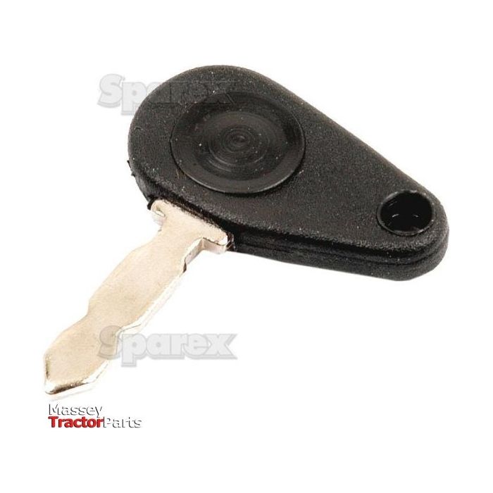 A close-up image of the Sparex Ignition Key (Part No. S.62282) with a black plastic head featuring a circular groove, designed specifically for Ford/New Holland tractors, against a plain white background.