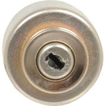 A close-up image of a round metal keyhole typically found on an ignition switch, compatible with Massey Ferguson tractors, specifically the Sparex Ignition Switch (Part No. S.42805).
