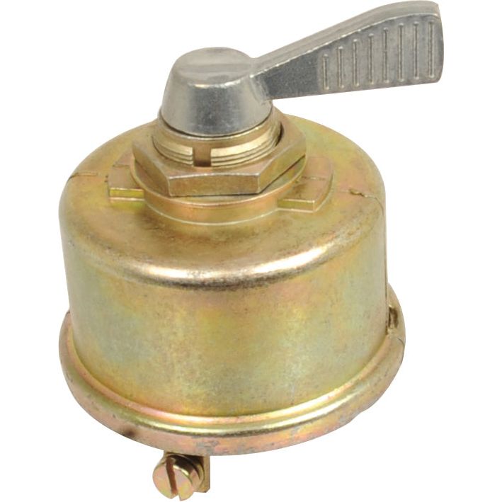 The Ignition Switch, Sparex Part No. S.62278 is a metal toggle switch featuring a lever handle and mounted on a cylindrical base, making it ideal for tractor applications.