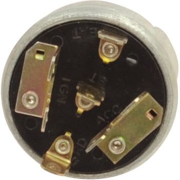 Close-up view of a Sparex Ignition Switch (Sparex Part No. S.75818) with four metal terminals on a black base, reminiscent of the electrical connectors found in machinery like Case IH tractors.