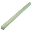 A long, rectangular metal rod with a greenish hue placed on a white background, resembling the high-quality Imperial Key Steel 1/2'' x 1/2'' x 12'' (DIN or Standard No. DIN 6880) by Sparex, Part No. S.1355.