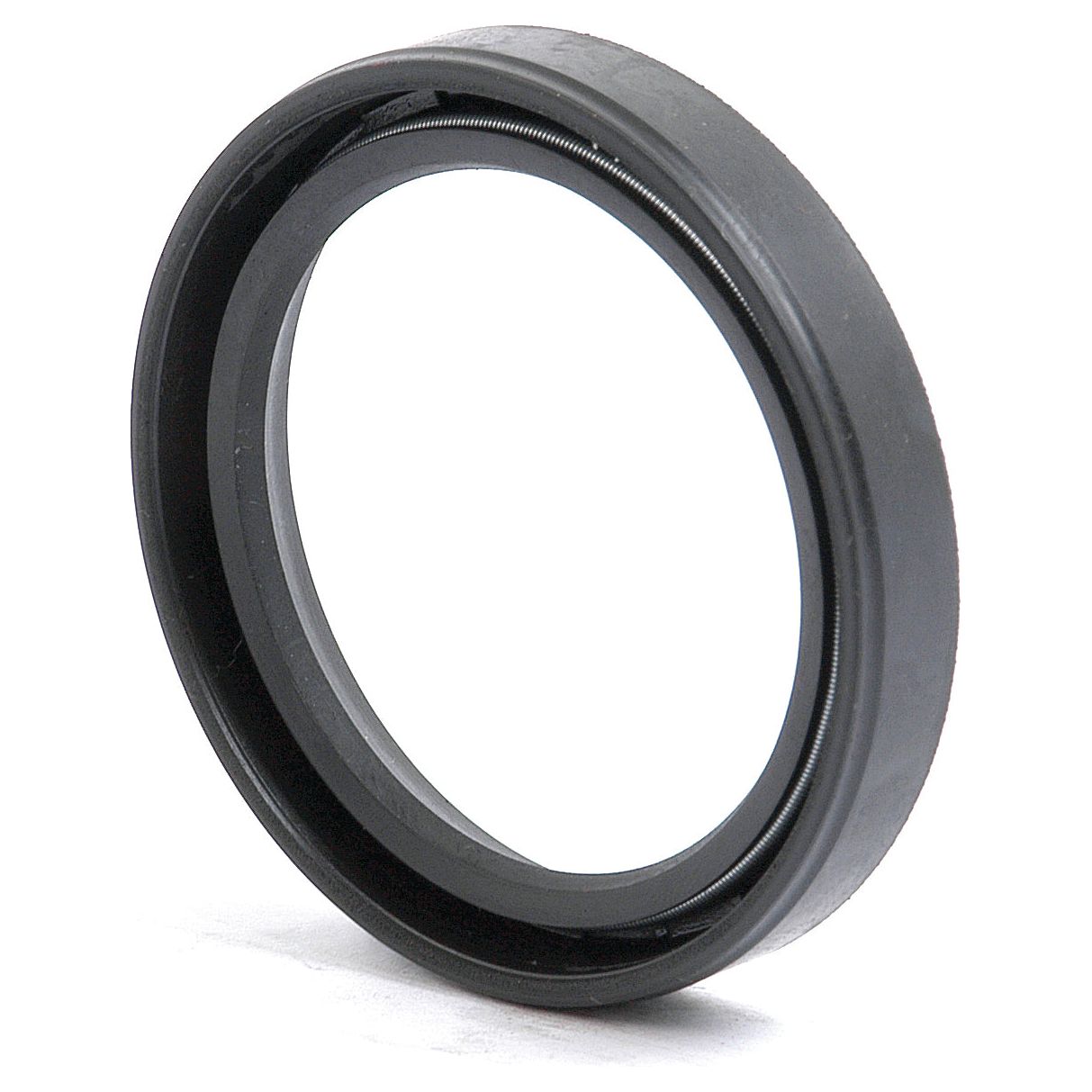 A black circular rubber seal with an inner metallic component, the Sparex Imperial Rotary Shaft Seal (1 3/4'' x 2 1/4'' x 3/8'') features a single lip design and is often used in mechanical applications for sealing purposes. Ideal for equipment like Massey Ferguson tractors, it carries the Sparex Part No. S.40741.