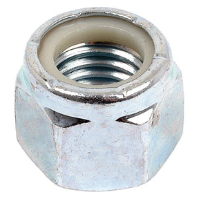 A close-up of a Sparex Imperial Self Locking Nut, featuring a 5/8'' UNC zinc-plated hexagonal metal body with a nylon insert, known for its tensile strength of 8.8 (DIN 985). Part No. S.4966.
