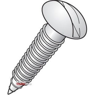 Illustration of the Sparex Imperial Self Tapping Pan Head Screw, No.4x1/2'' (DIN 7971B) | Sparex Part No.S.2852, featuring a slotted, pan head and a threaded body with a zinc plated finish.