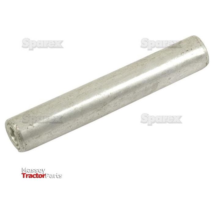 A horizontally positioned cylindrical metal pin with a slightly rough surface is displayed on a white background. The branding "Massey Tractor Parts" and "Sparex" can be seen in the background, suggesting that this is an Imperial Spirol Pin - Pin Ø 1/2'' x 3 1/4'' (Sparex Part No.S.2804), known for its total shear strength.