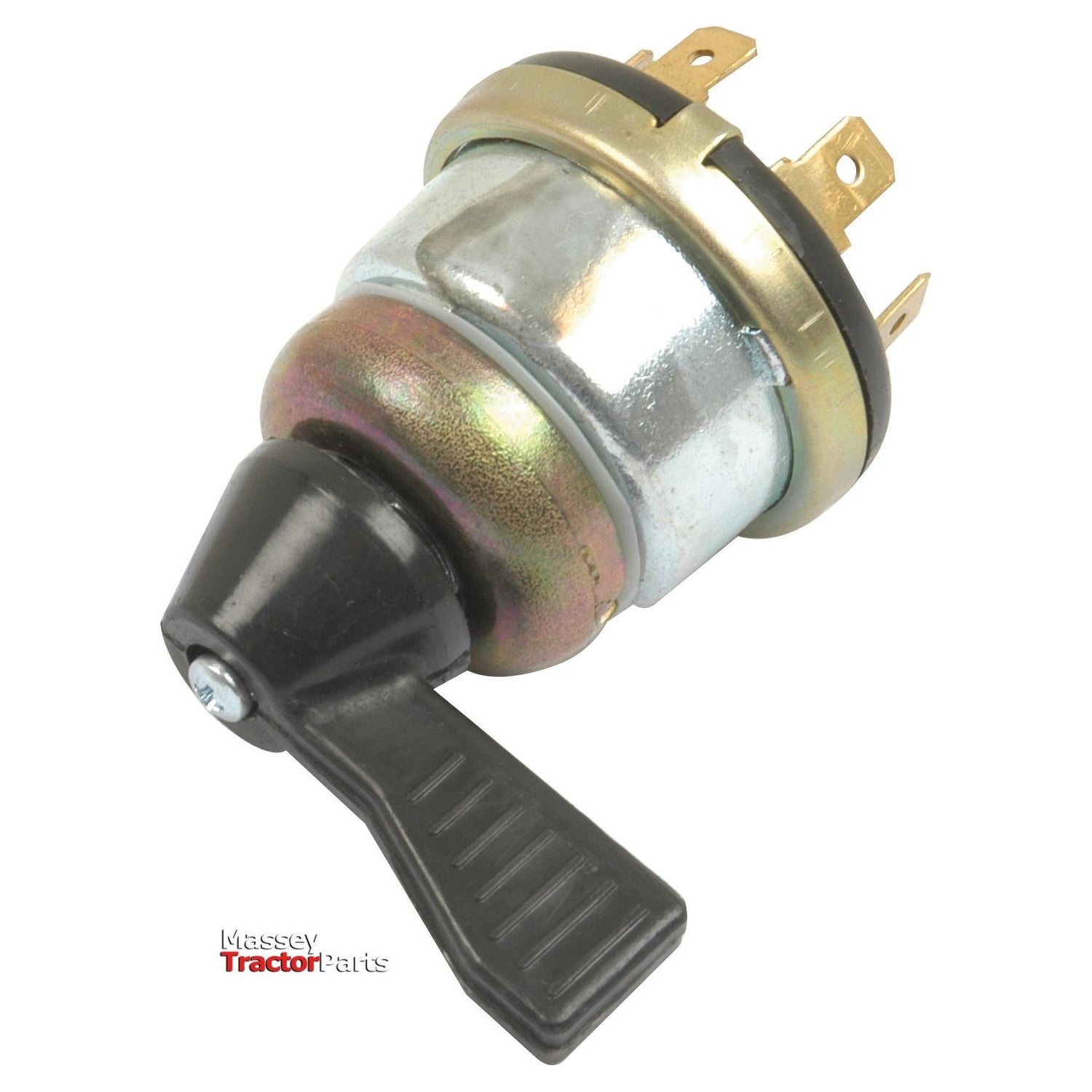 A metal rotary switch with four brass connectors and a black plastic lever, labeled "Indicator Switch | Sparex Part No.S.41121" from the Sparex brand, is compatible with Massey Ferguson models.
