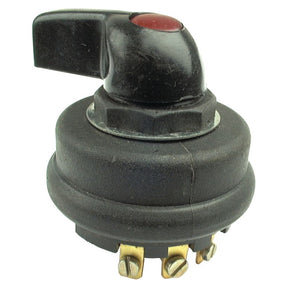 The Indicator Switch by Sparex (Part No. S.5959) features a black rotary switch with a red indicator light and three brass terminals at the bottom, making it ideal for Sparex components.