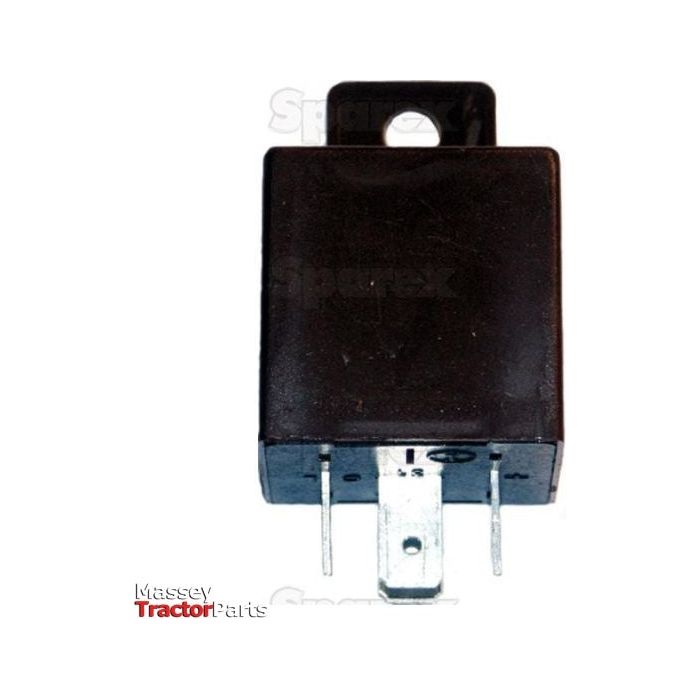 A black electrical relay with three metal prongs, labeled "Indicator Unit - 4P" and "Sparex," with "Massey Tractor Parts" in the corner. This Sparex S.26421 Product is essential for reliable performance.