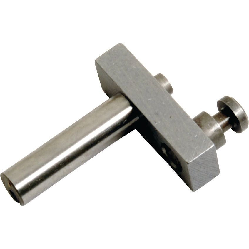 Injection Pump Metering Valve (Sparex Part No. S.69213) by Sparex features a cylindrical metal rod with a perpendicular rectangular block affixed to one end, integral to the Injection Pump system, including a smaller protruding element and a screw.