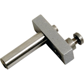 Injection Pump Metering Valve (Sparex Part No. S.69213) by Sparex features a cylindrical metal rod with a perpendicular rectangular block affixed to one end, integral to the Injection Pump system, including a smaller protruding element and a screw.