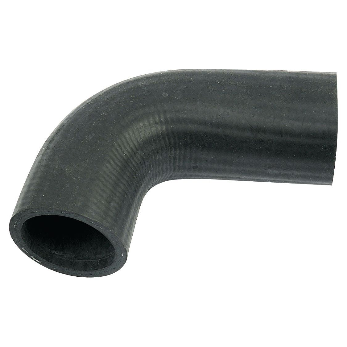 A black, curved rubber inlet hose with a 90-degree bend and textured surface, featuring an inner diameter of 40.7mm at both ends, compatible with Case IH / International Harvester machinery. Product Name: Inlet Hose | Sparex Part No.S.57703 | Brand Name: Sparex.