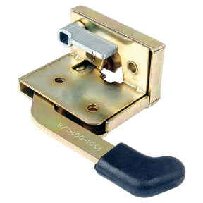A metal latch mechanism featuring a protruding black rubber Case IH handle, specifically the Inner Door Handle LH (Sparex Part No. S.20931) from the brand Sparex, used for securing or locking objects.