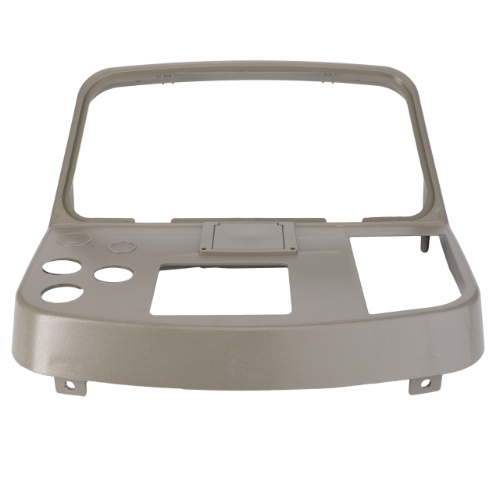 The AGCO Fendt Instrument Panel - 312900030203 is a beige plastic dashboard panel specifically designed for Fendt models. It features several circular and square cutouts for switches and controls, plus versatile mounting points for easy installation, making it compatible with FARMER LSA and FAVORIT Vario tractors.