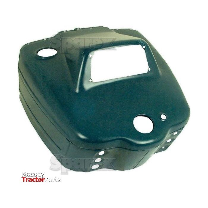 Black instrument panel with a rectangular cutout on top and various circular openings. Text with logo: "Massey Tractor Parts, Sparex Instrument Panel, Part No. S.66390.